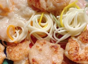 Hình của món Mì somen sốt bò khoai tây và bánh bò áp chảo - ăn dặm cùng con.