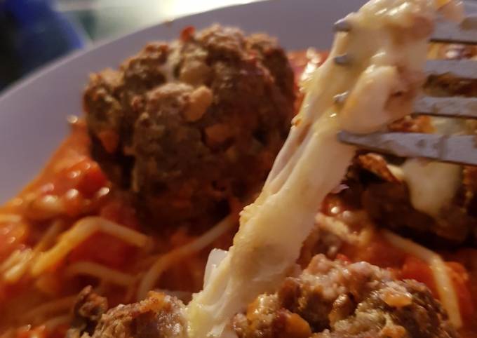 My Italian meatballs with soft mozzarella cheese inside 😀