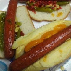 Buffalo Beef Hotdogs 3 ways A picture of Buffalo Beef Hotdogs 3 ways.