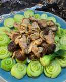 Gà xào nấm cải thìa