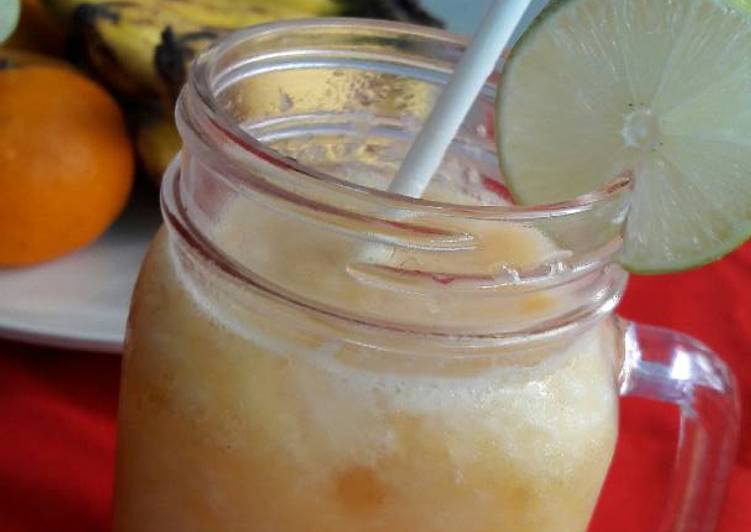 Cara Gampang Menyiapkan Minuman jus campur melon jeruk dingin, Lezat Sekali