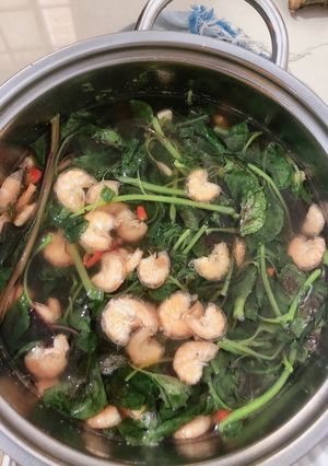Hình của món Canh tôm rau zền.