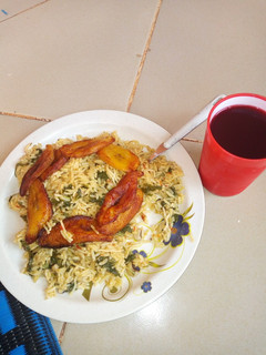A picture of Jallop rice & plaintain.