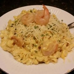 Brad's lobster, shrimp, beer mac n' cheese A picture of Brad's lobster, shrimp, beer mac n' cheese.
