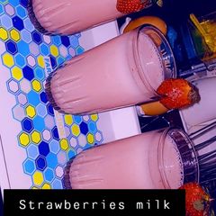 A picture of Strawberries milk shake 🍓🍷.