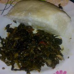 Ugali and kienyeji(manangu) A picture of Ugali and kienyeji(manangu).