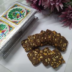 Chocolate cashew nut cookies A picture of Chocolate cashew nut cookies.