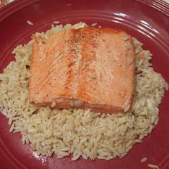 A picture of Mantastic Wild Alaskan Salmon and Brown Rice.