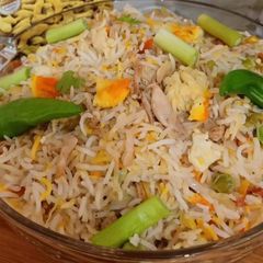 A picture of Chicken Vegetable Egg Fried Rice.