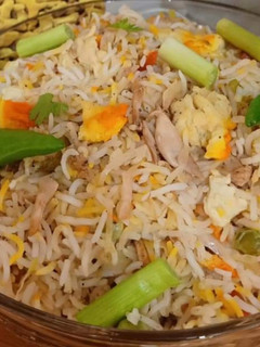A picture of Chicken Vegetable Egg Fried Rice.