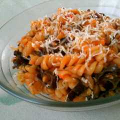 A picture of Fusilli+Jamur Tumis Pedas.