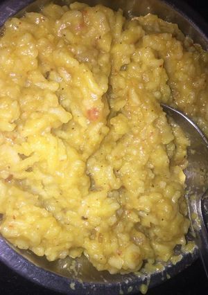 A picture of Khichadi (dhoi moong dal).