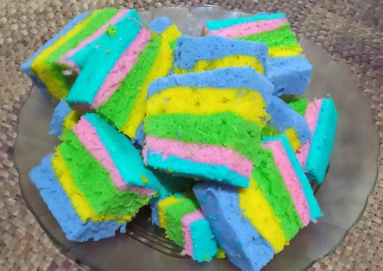 Resep Rainbow cake (takaran sendok) yang Lezat Sekali