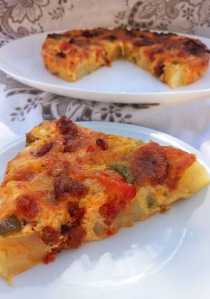 Une photo de Tortilla au chorizo et poivron