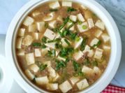 Gambar mun tahu daging cincang