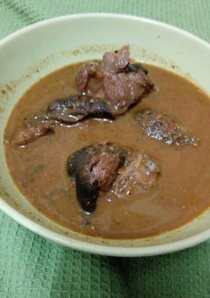 A picture of Goat meat peppersoup.