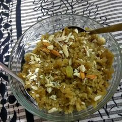 A picture of #sweet jaggery poha.