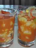 Ensaladilla con salmorejo o gazpacho