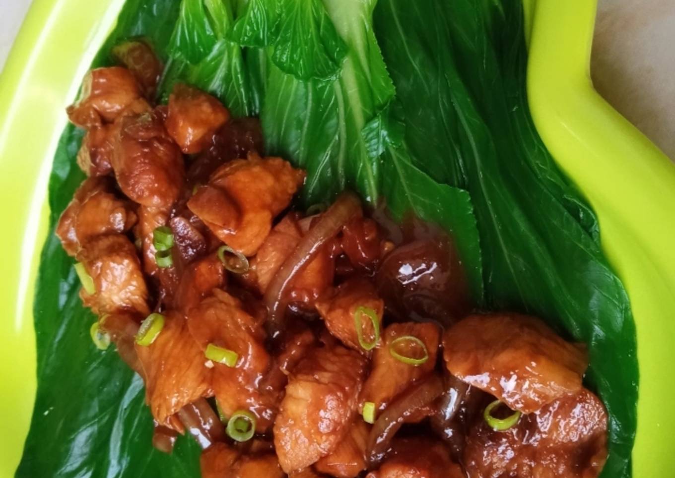 Pokcoy ayam saus Inggris