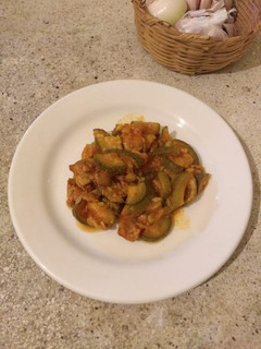 Una foto de Calabazas con puerco en salsa roja