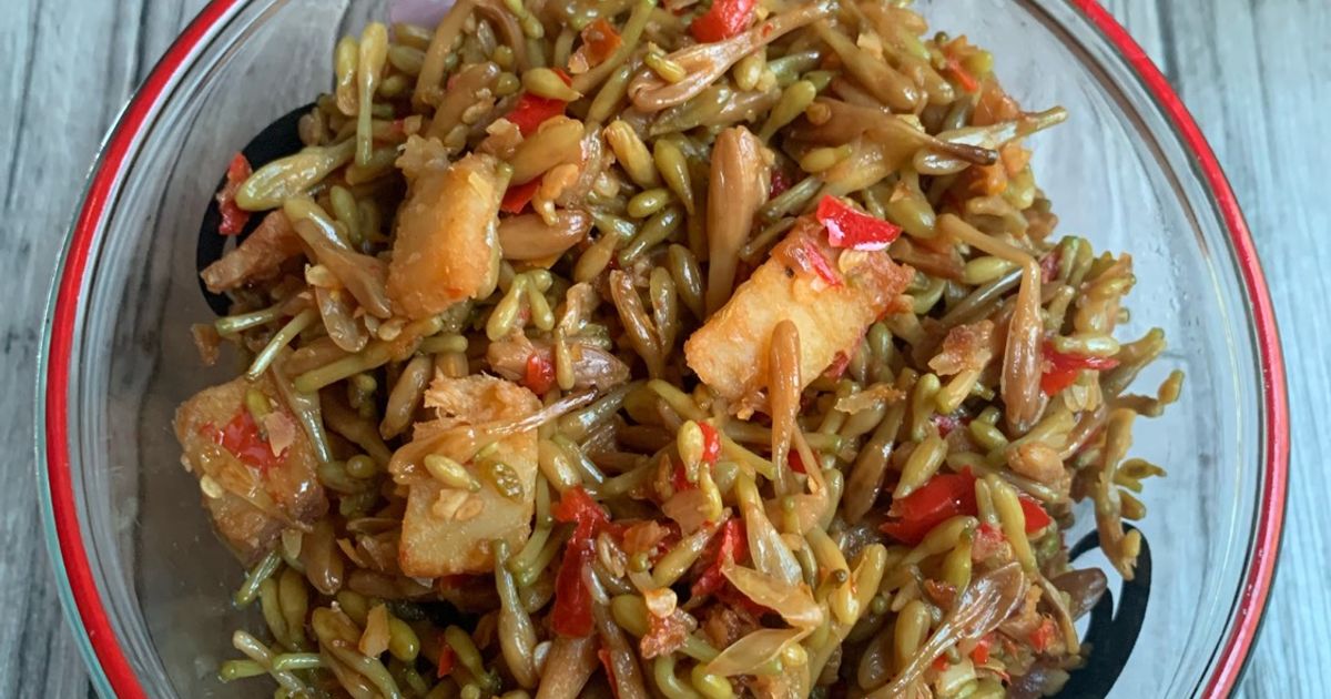 Tumis bunga pepaya | ikan asin