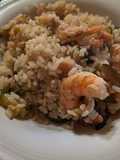Riso con zucchina gamberi e salmone