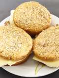 Tortugas con sésamo y queso de sandwiche
