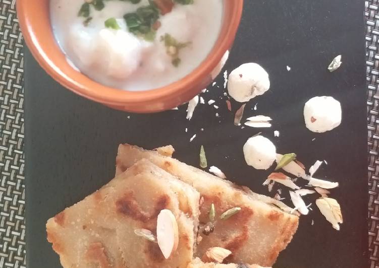 Falahari halwa paratha with makhane ka raita