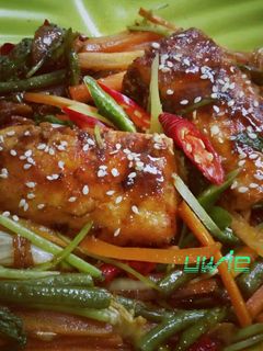 Foto resep Salmon panggang tumis madu