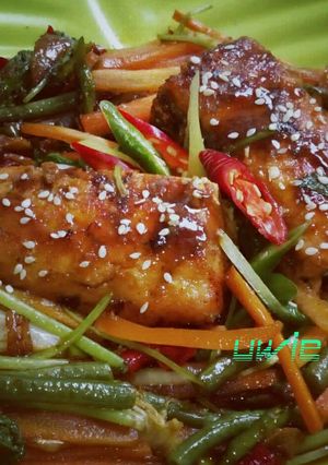Foto resep Salmon panggang tumis madu