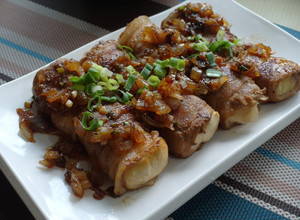 【家常菜】豬肉豆腐捲 的食譜成品照片