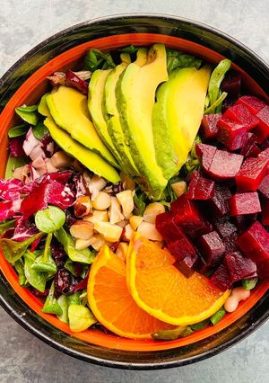 Foto di Insalata di fagioli con barbabietola rossa
