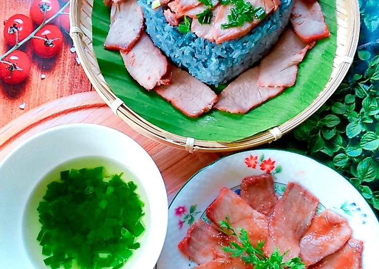 Recipe: Yummy Xôi hoa đậu biếc thịt xá xíu