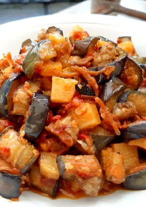 Foto resep Balado Terong, Kentang, dan Ikan Teri
