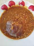 Lentejas pardinas con carrillada de cerdo en olla normal o exprés