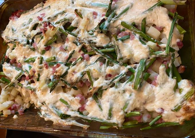Recipe of Quick Ham Asparagus Potato Bake – One Pan Dinner!