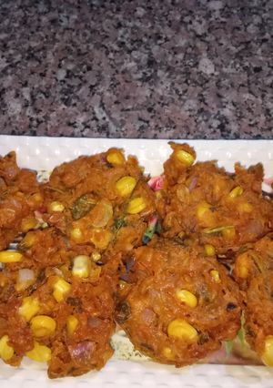 A picture of Corn bhaji/ corn piyazi.