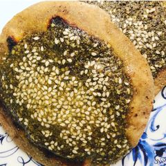 A picture of Spelt flatbreads with za’atar - vegetarian.