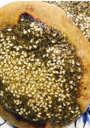 A picture of Spelt flatbreads with za’atar - vegetarian.