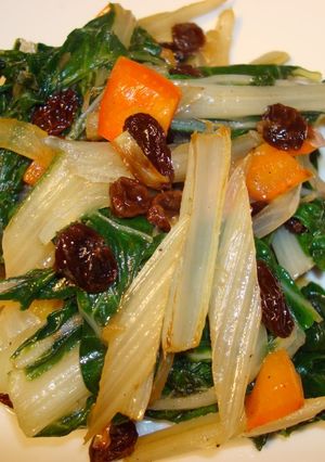 A picture of Sautéed Swiss Chard with Raisins - Jon Style.