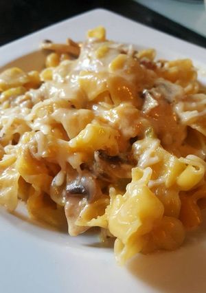 Una foto de Pasta Sacchettini con salsa de champion y calabacín