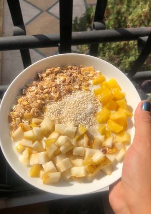 عکسی از دستور اوتمیل آناناس و گلابی🍐🍍😋