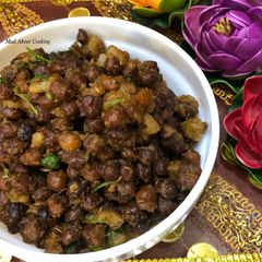A picture of Dry Kale Chanawith Sweet Potatoes – Navratri Special.
