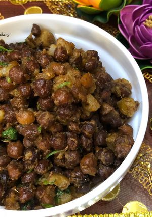 A picture of Dry Kale Chanawith Sweet Potatoes – Navratri Special.