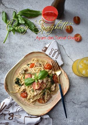 Foto resep Oseng Spaghetti Ayam dan tomat Cherry