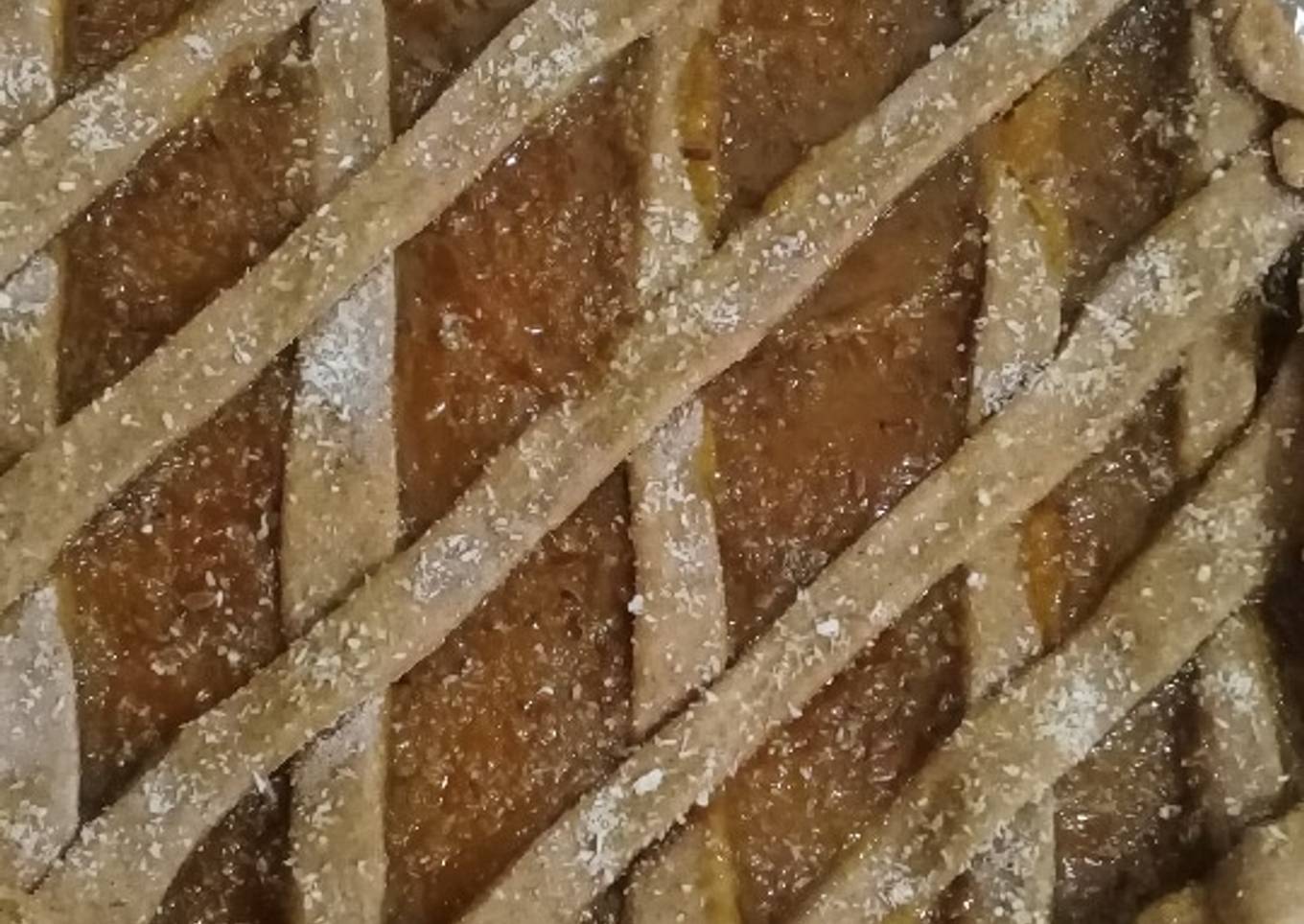 Pastafrola de harina integral con dulce de batata 🌾