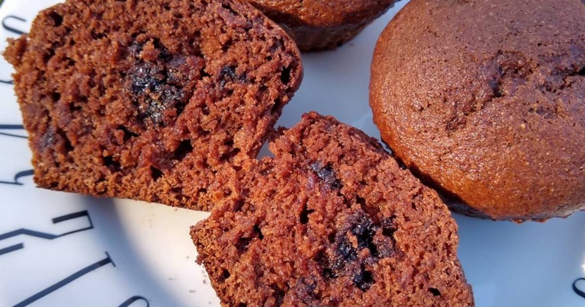 Muffins de banana y chocolate veganos con corazón de chocolate Receta
