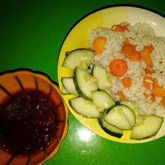 Carrot rice and Stew 🍲 A picture of Carrot rice and Stew 🍲.