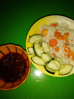 A picture of Carrot rice and Stew 🍲.