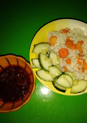 A picture of Carrot rice and Stew 🍲.
